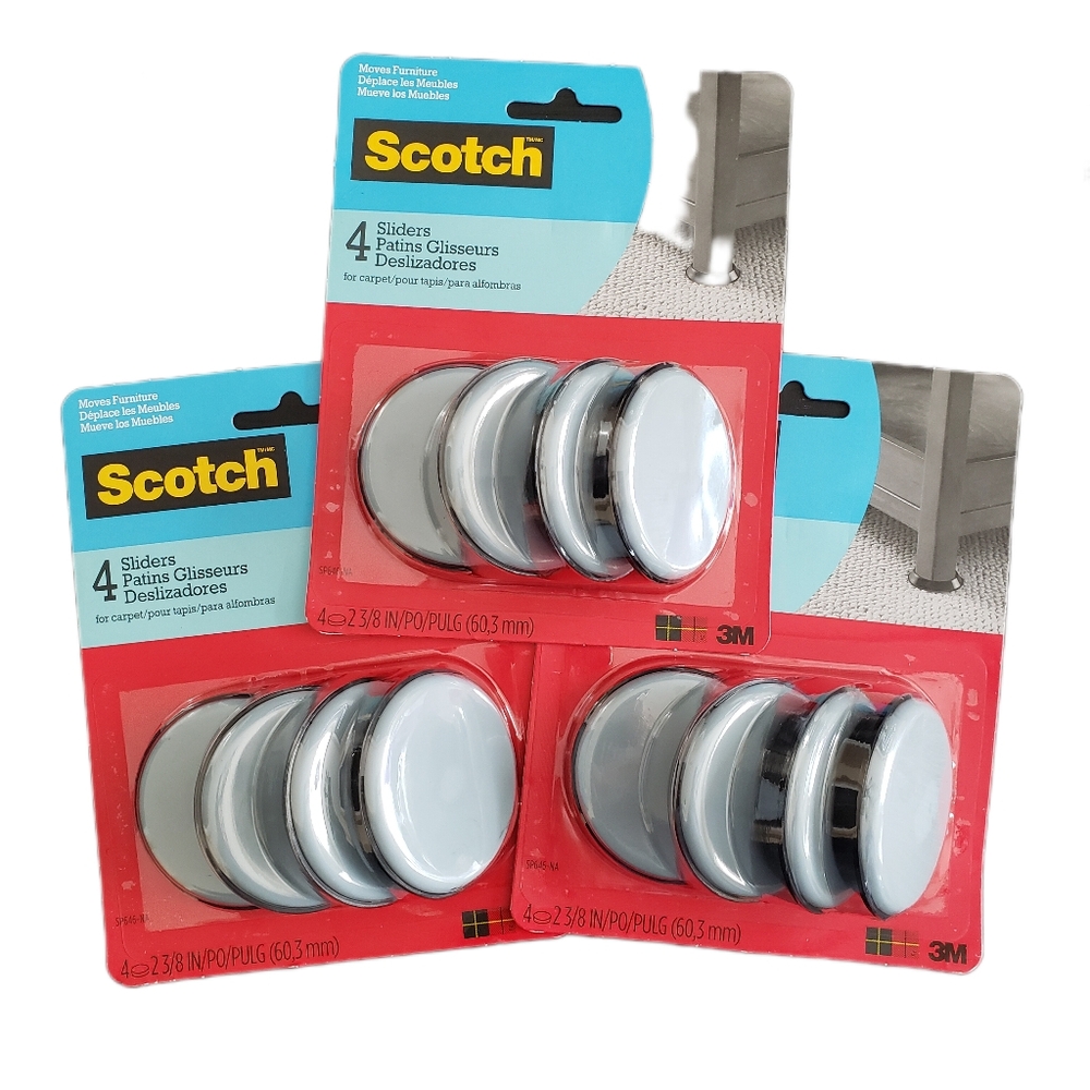 🆕 Bundle of 3 Scotch Furniture Sliders for Carpet (4 pack)